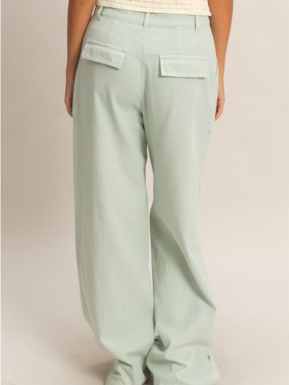 Wide-Leg Utility Pants in Mint Green size small - Picture 5 of 5